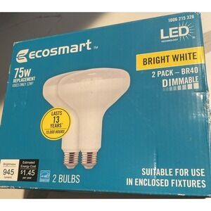 Ecosmart 75W Uses 12W BR40 Dimmable Energy Star LED Light Bulb Daylight 2 Pack
